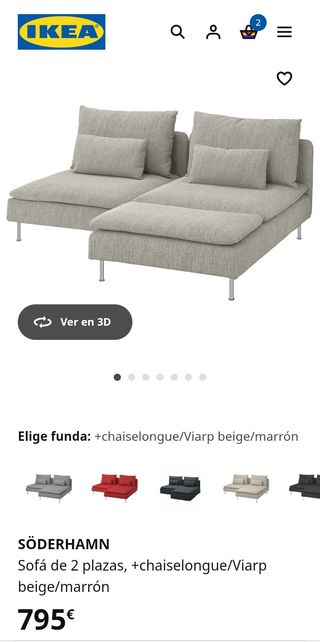 Sofá Ikea con asiento y chaise longue