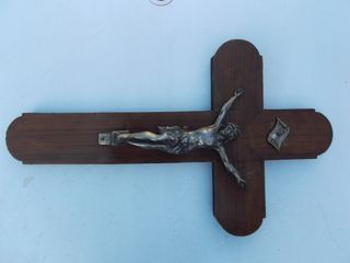 Crucifijo antiguo madera INRI