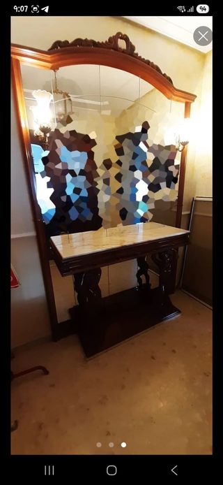 Recibidor clásico madera maciza espejo