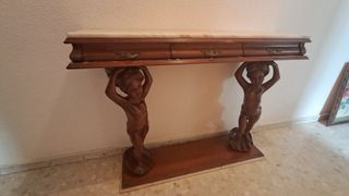 Recibidor clásico madera maciza espejo