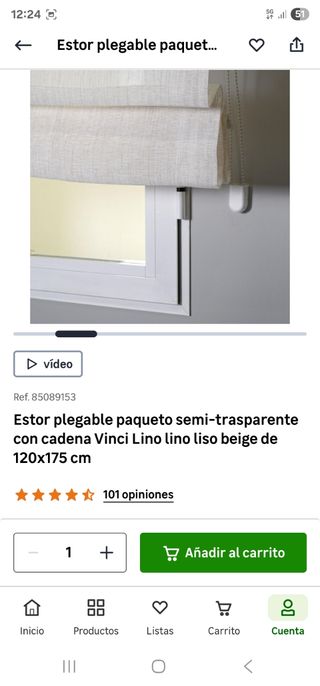 Estor semi-transparente lino beige Vinci 120x175cm