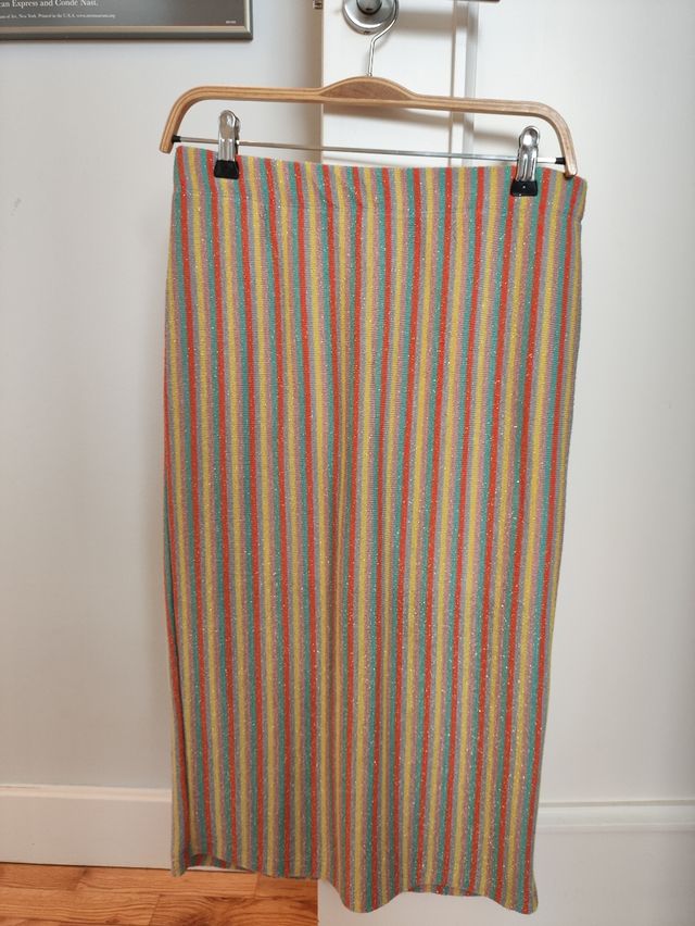 Falda tubo multicolor rayas, con hilo brillante