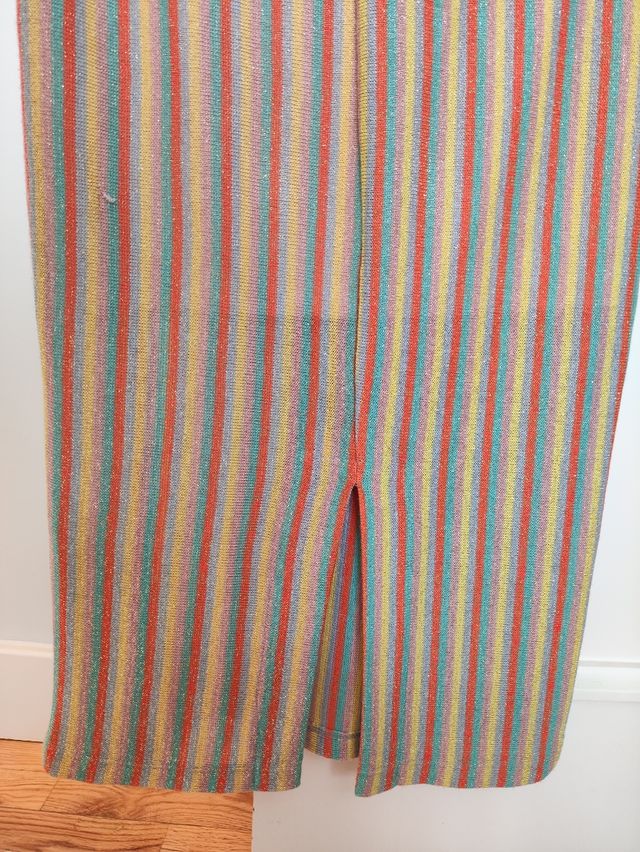 Falda tubo multicolor rayas, con hilo brillante