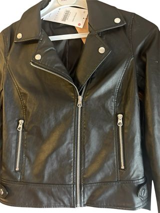 Chaqueta negra piel sintética - Talla S
