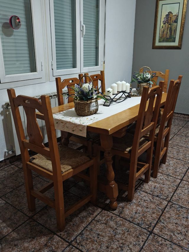 Mesa comedor madera - 6 sillas