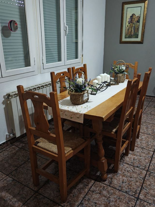 Mesa comedor madera - 6 sillas