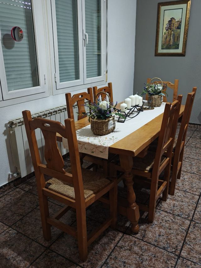 Mesa comedor madera - 6 sillas