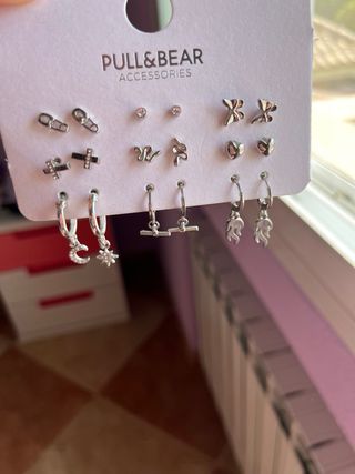 3 packs pendientes plata Bershka, Pull&Bear, Green