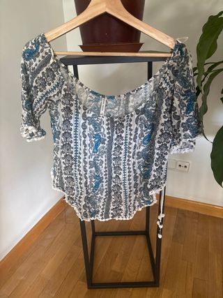 Blusa boho - Azul y blanco