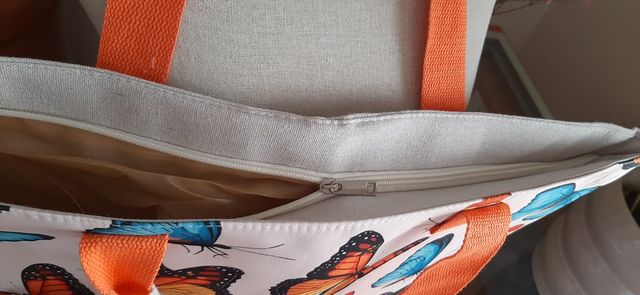 Bolso playa mariposas - Blanco/Naranja