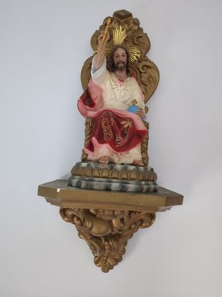 Figura Religiosa Jesús Rey Universo en Trono 