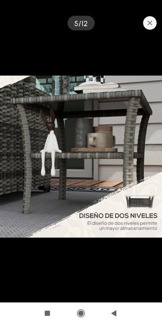 Mesa ratán gris - jardín