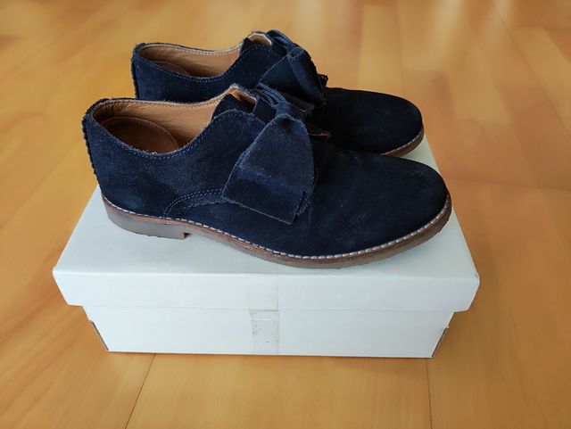 Zapatos ante niña, talla 31, azul marino
