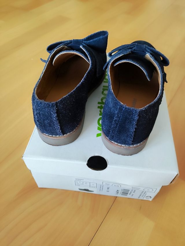 Zapatos ante niña, talla 31, azul marino