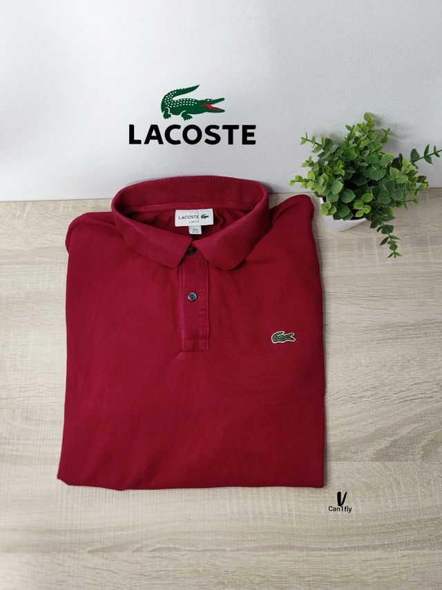 Polo Lacoste rojo burdeos - Talla L