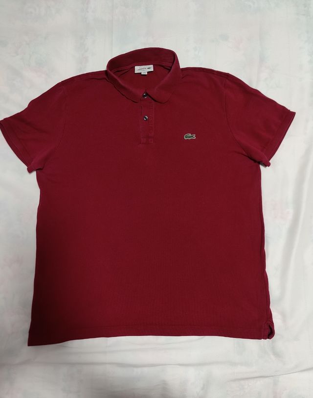 Polo Lacoste rojo burdeos - Talla L