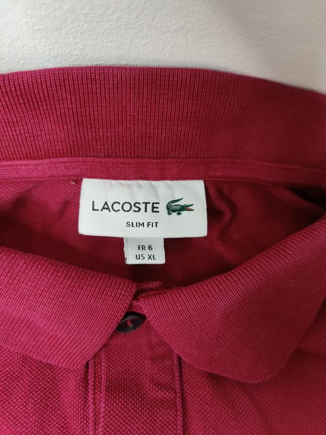 Polo Lacoste rojo burdeos - Talla L