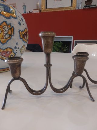 Candelieri Art Deco in metallo argentato