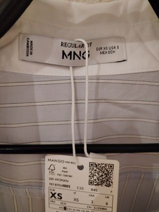 Camisa Mango XS - Azul Claro