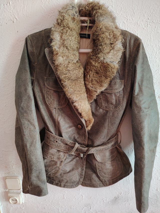 Parka Apanage cuero marrón-gris