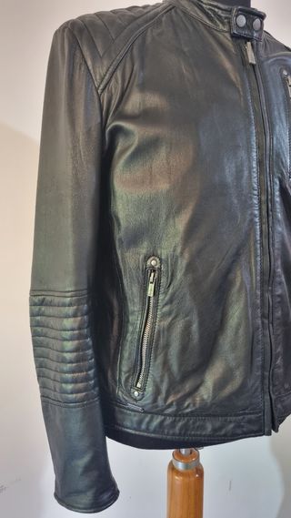 Cazadora Biker de cuero Pepe Jeans negra