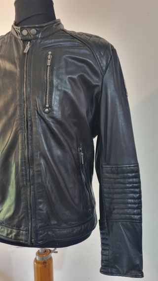 Cazadora Biker de cuero Pepe Jeans negra