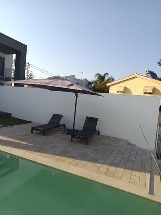 Sombrilla jardín 3x3m + 4 contrapesos