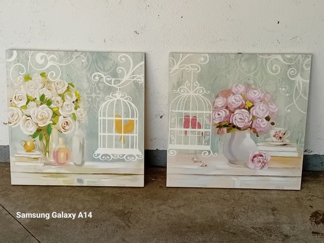 Quadri primavera - Dipinti rosa&bianco