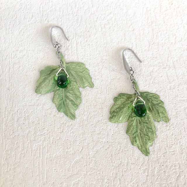 Orecchini foglia verde salvia- stile botanico