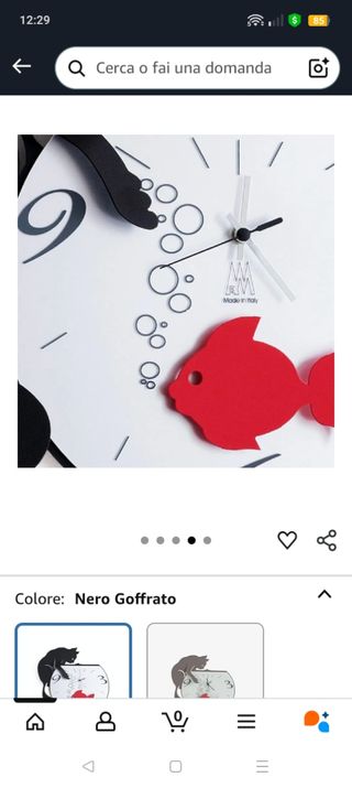 Orologio da parete gatto e pesce