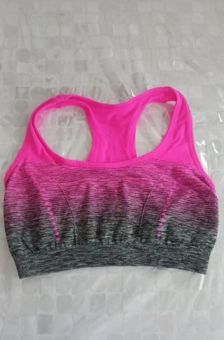 Top deportivo mujer rosa-gris
