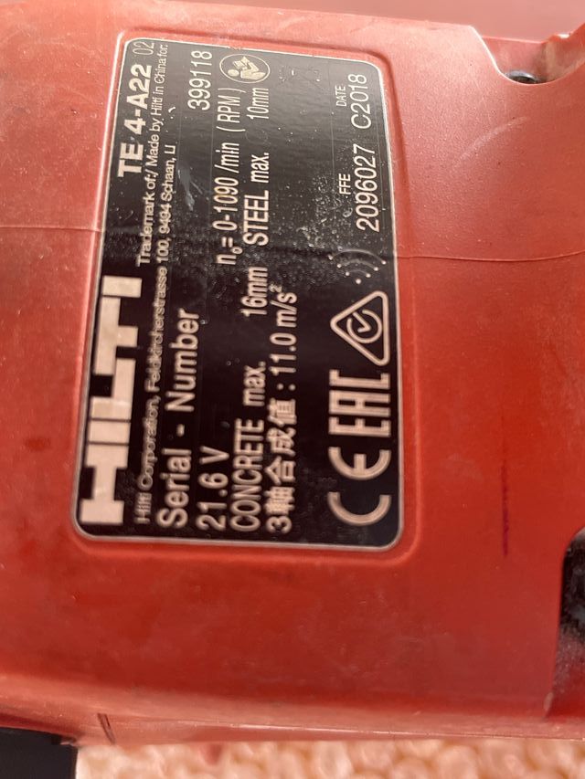 Martillo Hilti TE 4-A22 (21,6V)