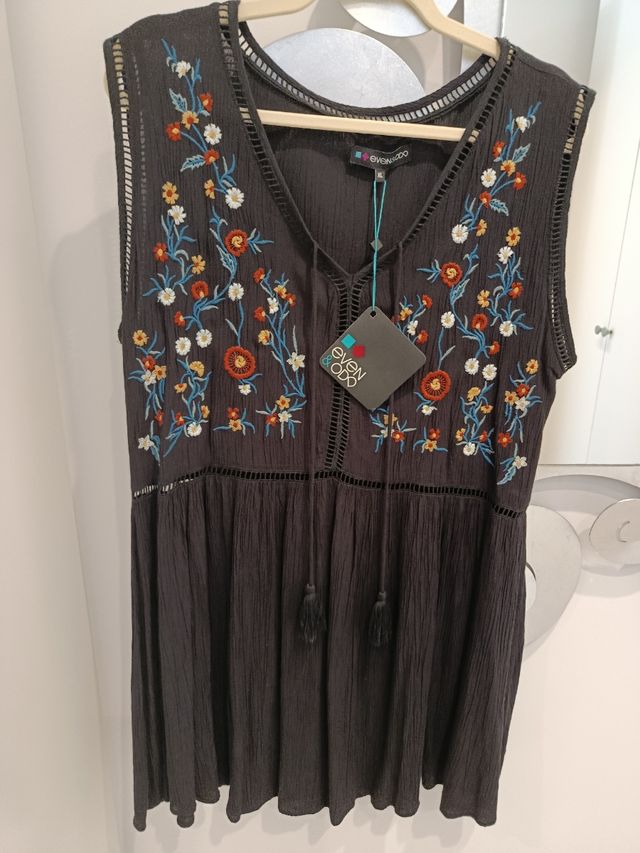 Vestido Even&Odd negro XL bordado