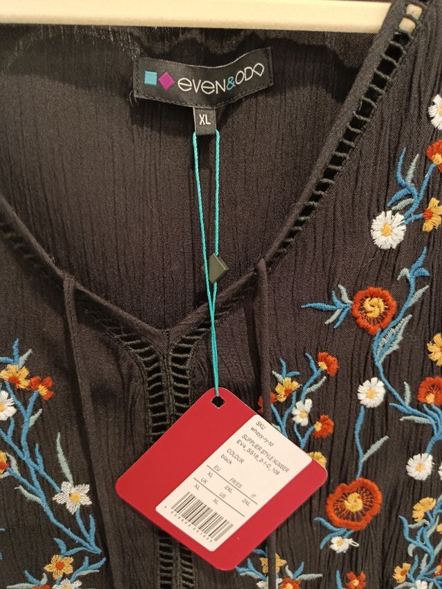 Vestido Even&Odd negro XL bordado