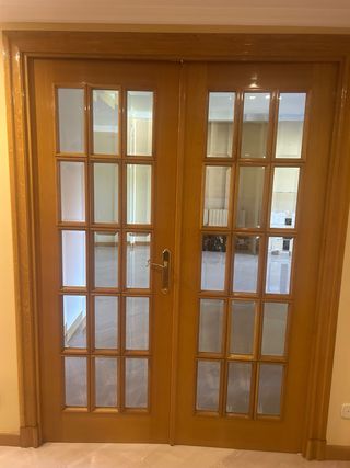 5 Puertas madera maciza cristal
