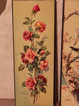 2 cuadros vintage madera