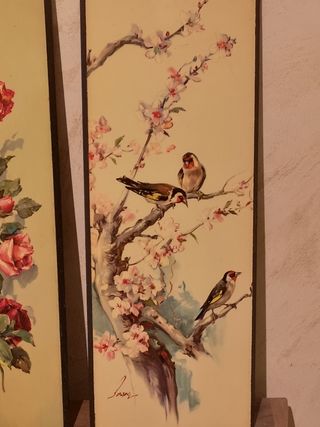 2 cuadros vintage madera