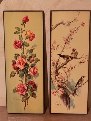 2 cuadros vintage madera