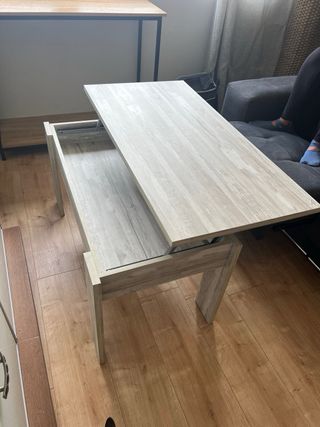 Mesa de café - madera beige y gris