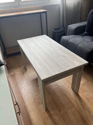 Mesa de café - madera beige y gris