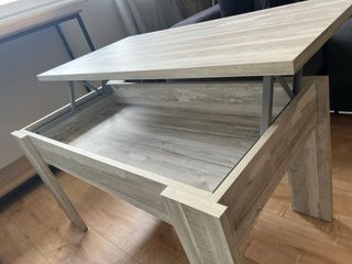 Mesa de café - madera beige y gris