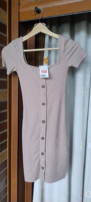 Vestido beige H&M XS