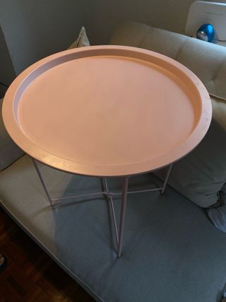 Mesa centro rosa metal