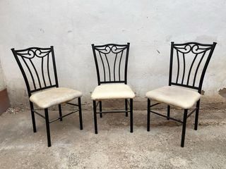 3 Sillas Comedor Metal Negras