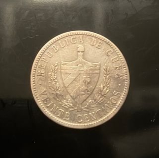 MONEDA PLATA VEINTE CENTAVOS 1948 CUBA