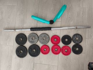 Barra y discos pesas 20kg
