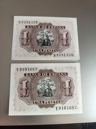 2 Billetes 1 Peseta España 1953