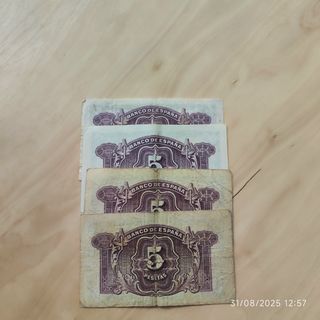 4 billetes 5 pesetas España 1935