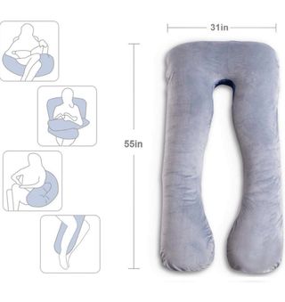 Almohada Embarazo U - Terciopelo Gris LAVABLE