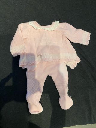 Conjunto bebé niña punto rosa 3 meses 